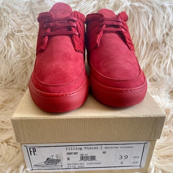 Filling Pieces sneakers leather Desert Boot Red sz 39 Designer Suede Shoes - Picture 2 of 8